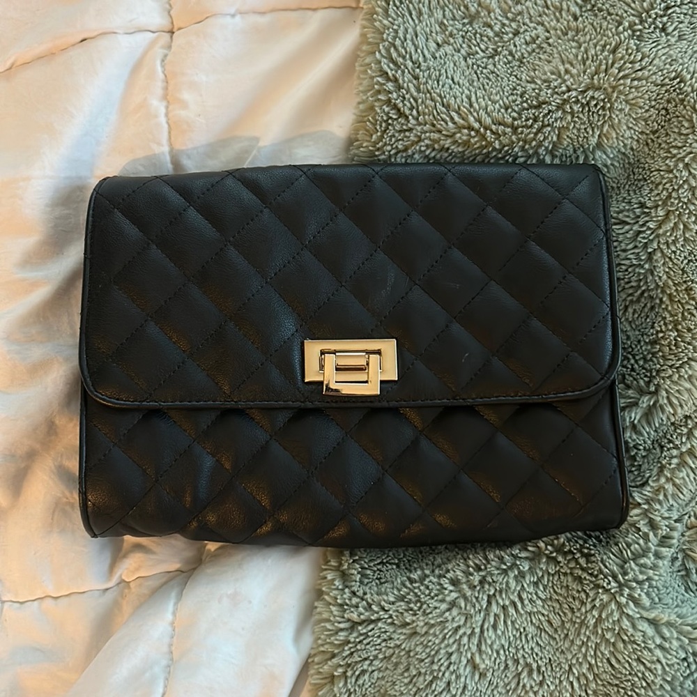 Black gold chain purse